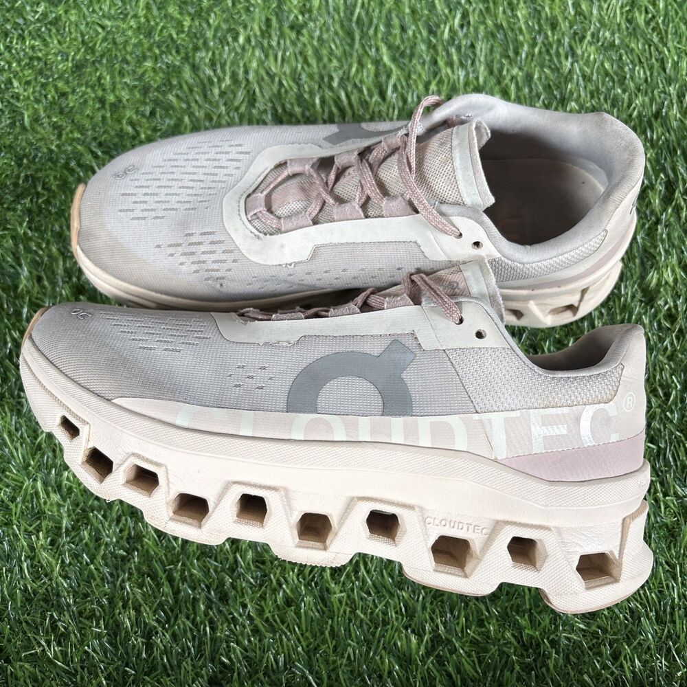 On Cloud Cloudmonster Beige/Pink Athletic Running Sneakers Women’s Size 8.5